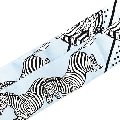 Hermes Silk Les Zebres Twilly Ciel Black White 2 of 4