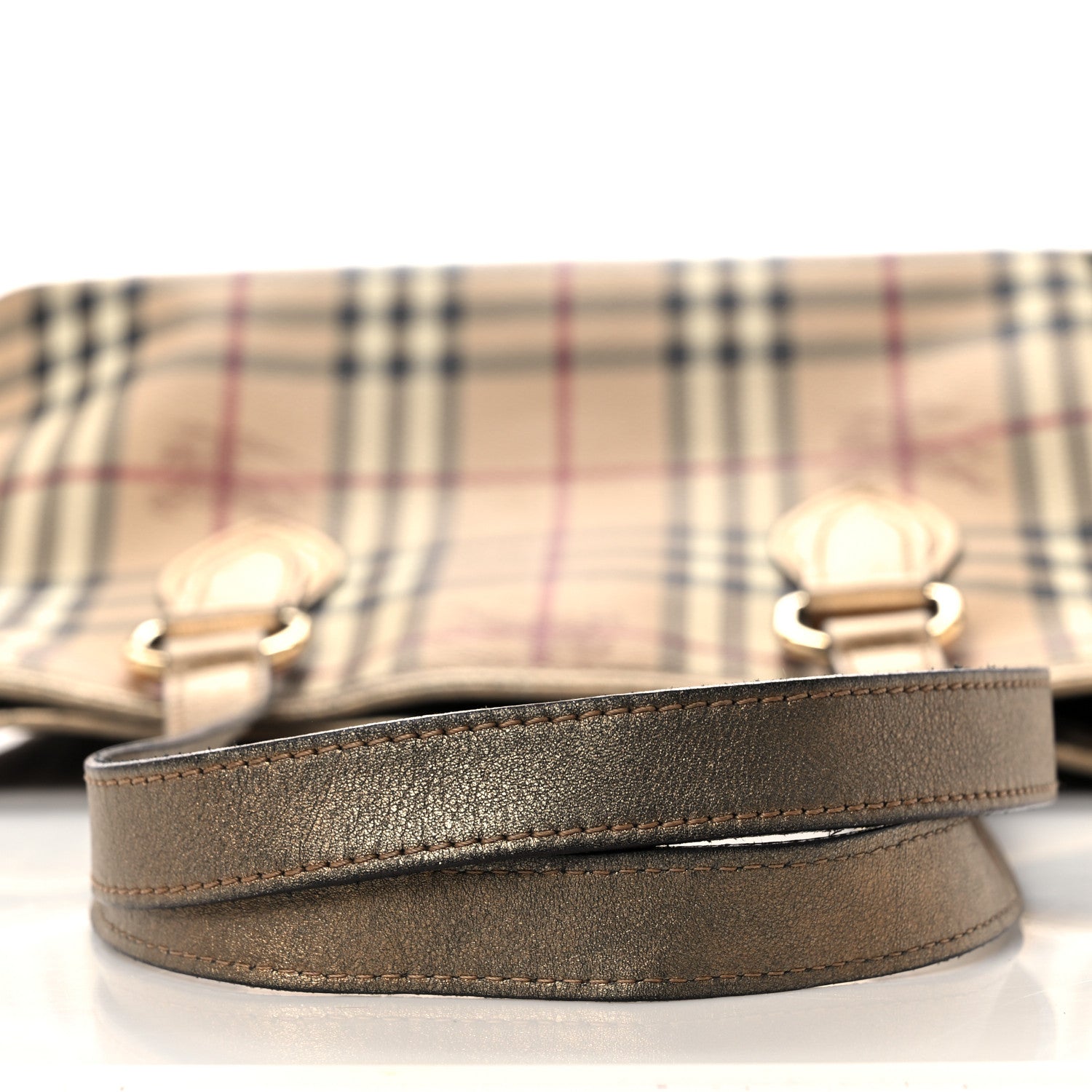 Burberry Haymarket Check Medium Regent Tote Gold 13 of 13