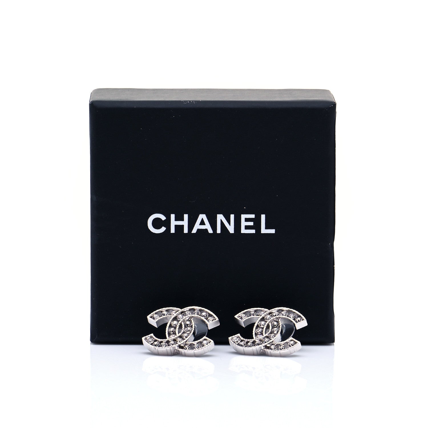 Chanel Crystal CC Chain Earrings Silver 5 of 5