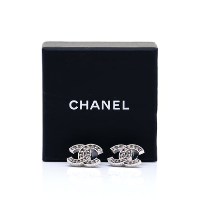 Chanel Crystal CC Chain Earrings Silver 5 of 5