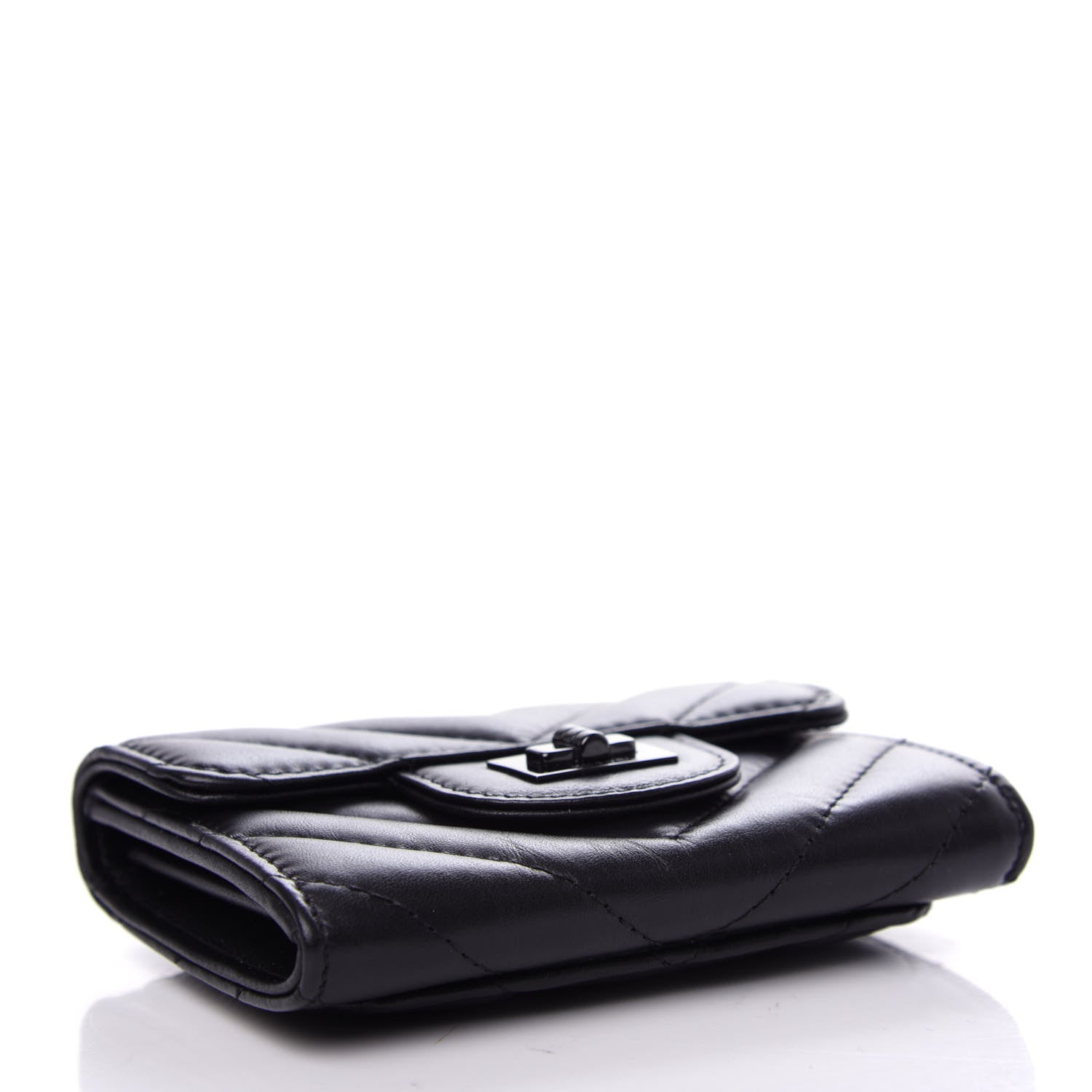 Chanel Aged Calfskin Chevron Quilted Reissue Card Holder Wallet So Black 4 of 9