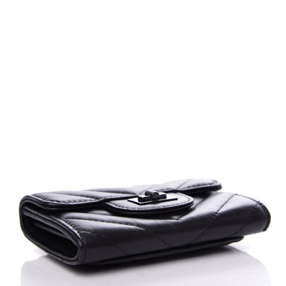 Chanel Aged Calfskin Chevron Quilted Reissue Card Holder Wallet So Black 4 of 9