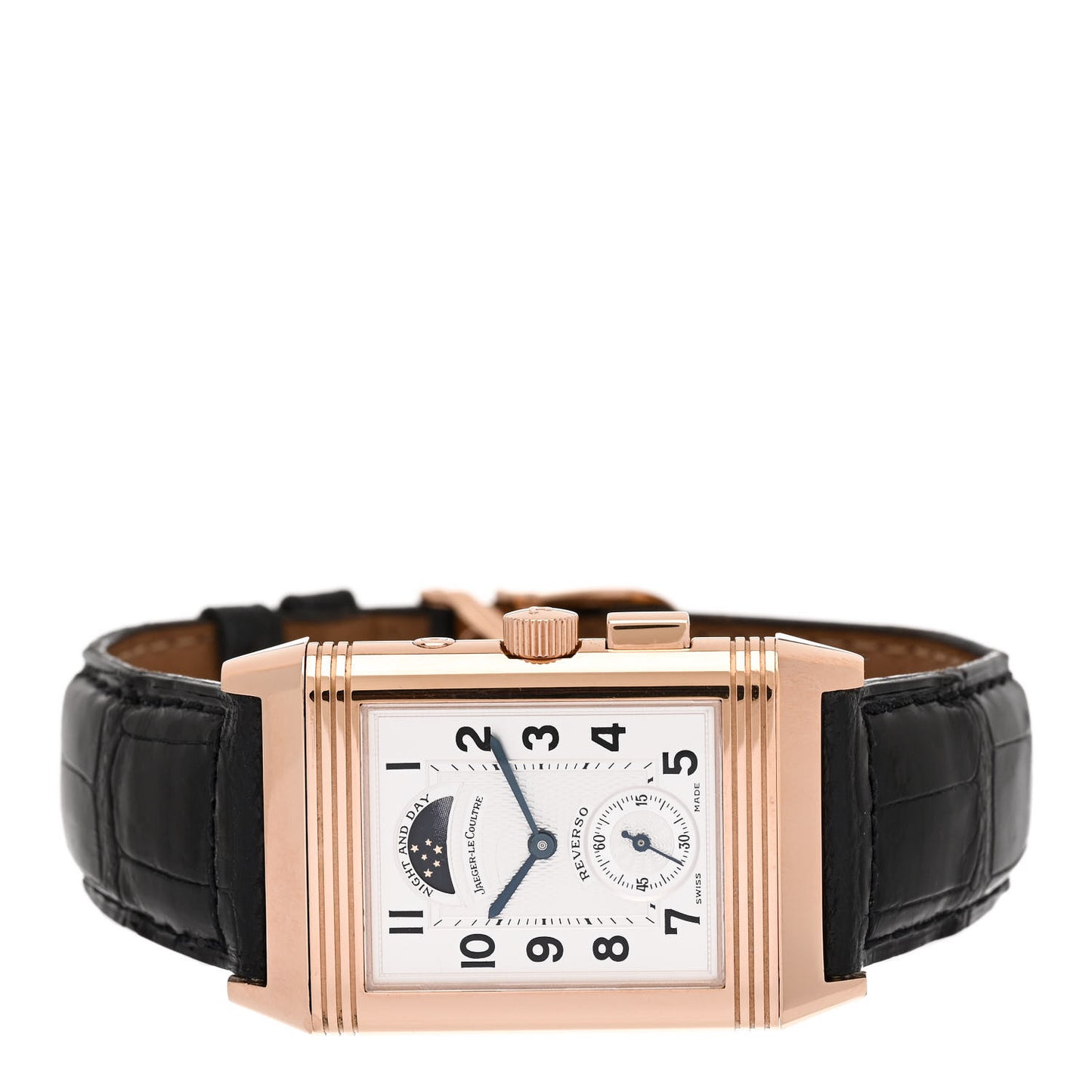 18K Rose Gold Alligator 26mm Reverso Geographic Manual Winding Watch 270.2.58