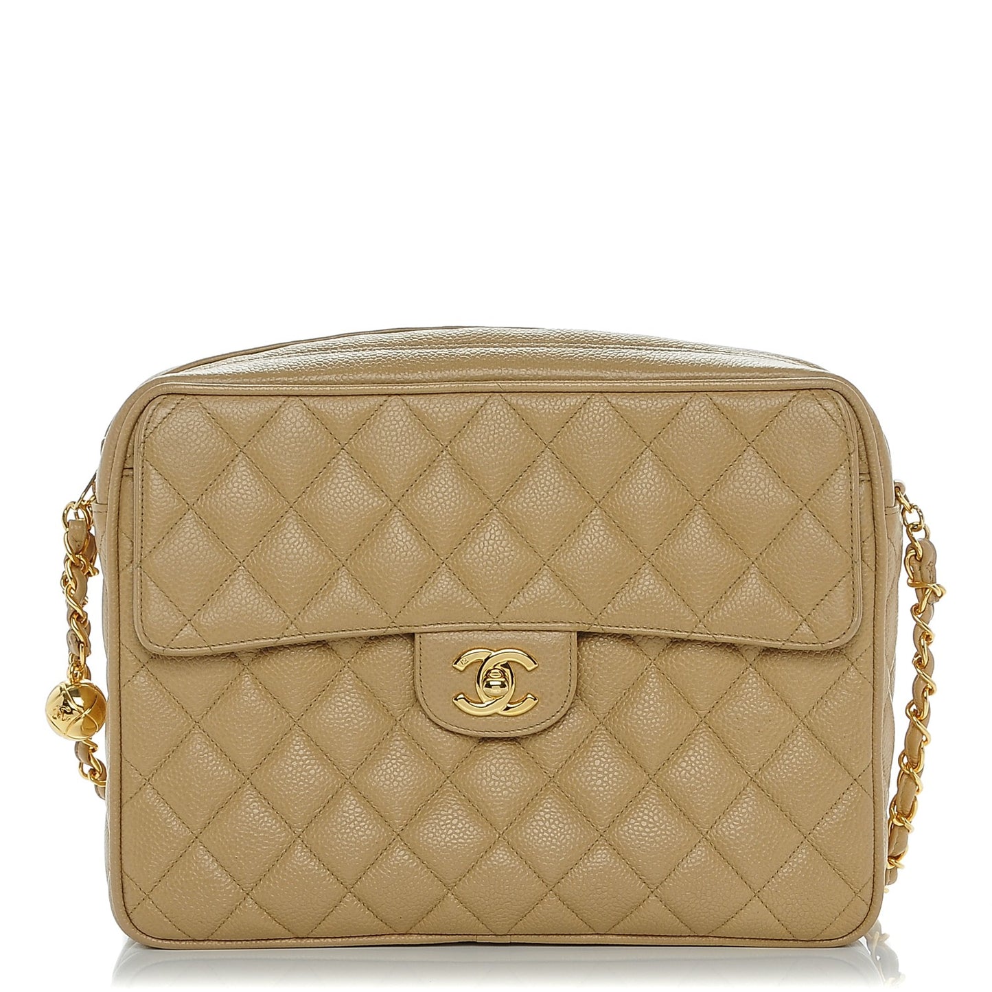 Caviar Quilted Camera Case Beige