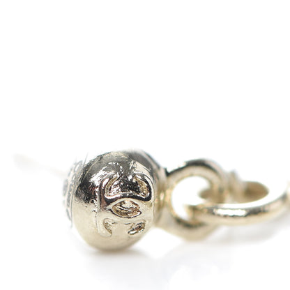 Chanel Crystal CC Drop Earrings Pink Grey Gold 4 of 5