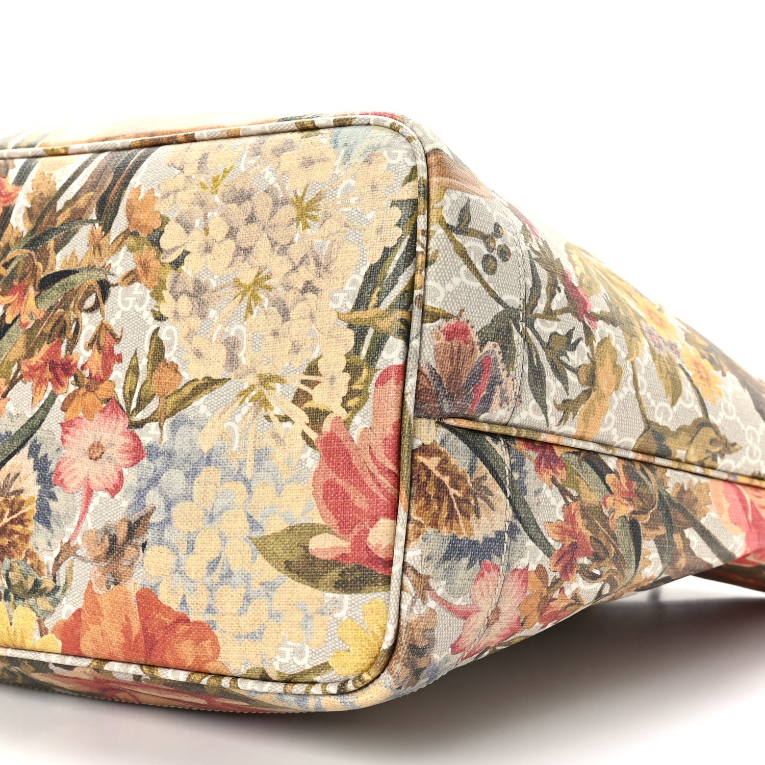 Gucci GG Supreme Monogram Water Flora Web Large Ophidia Tote Beige White Multicolor 11 of 11