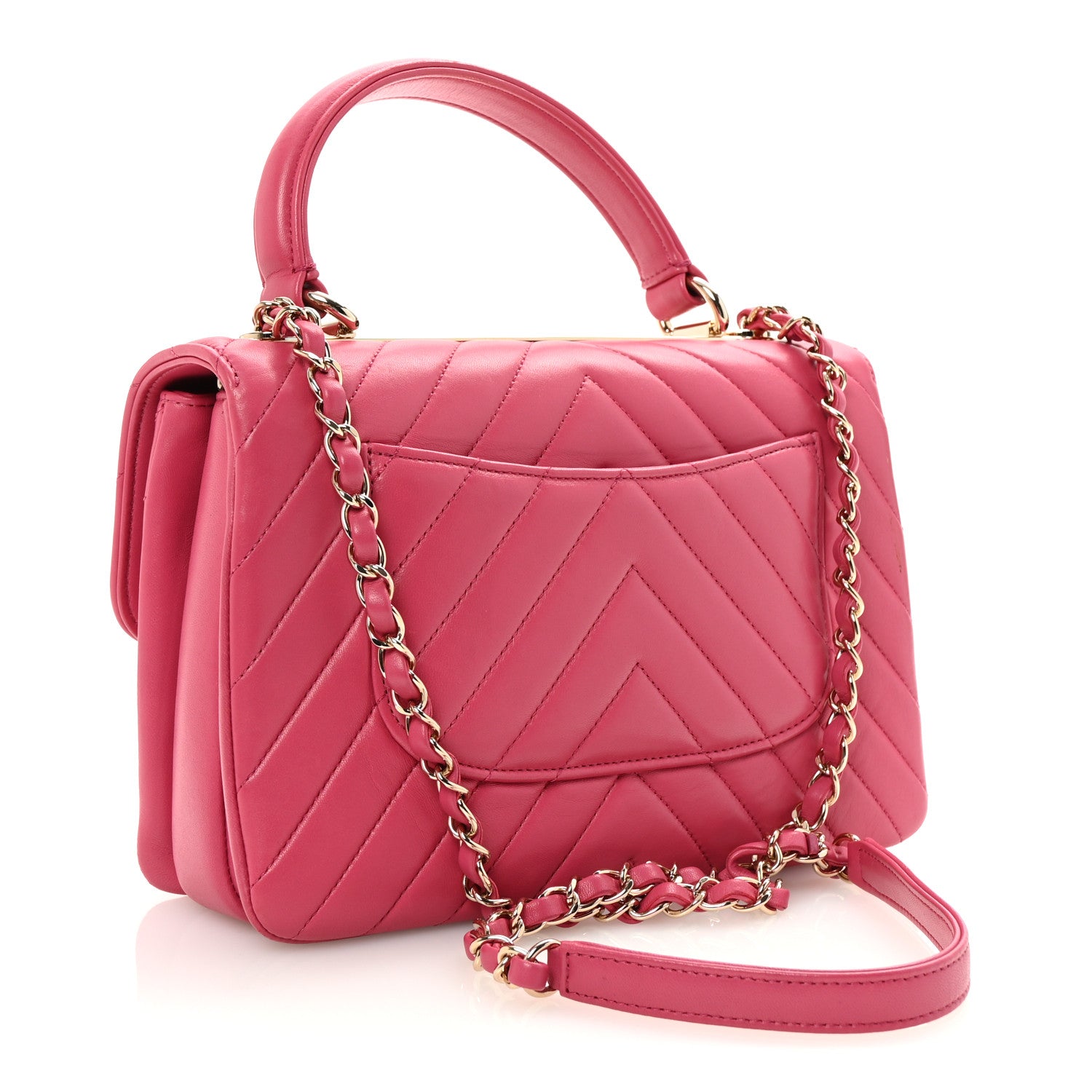 Chanel Lambskin Chevron Quilted Small Trendy CC Dual Handle Flap Bag Pink 3 of 10