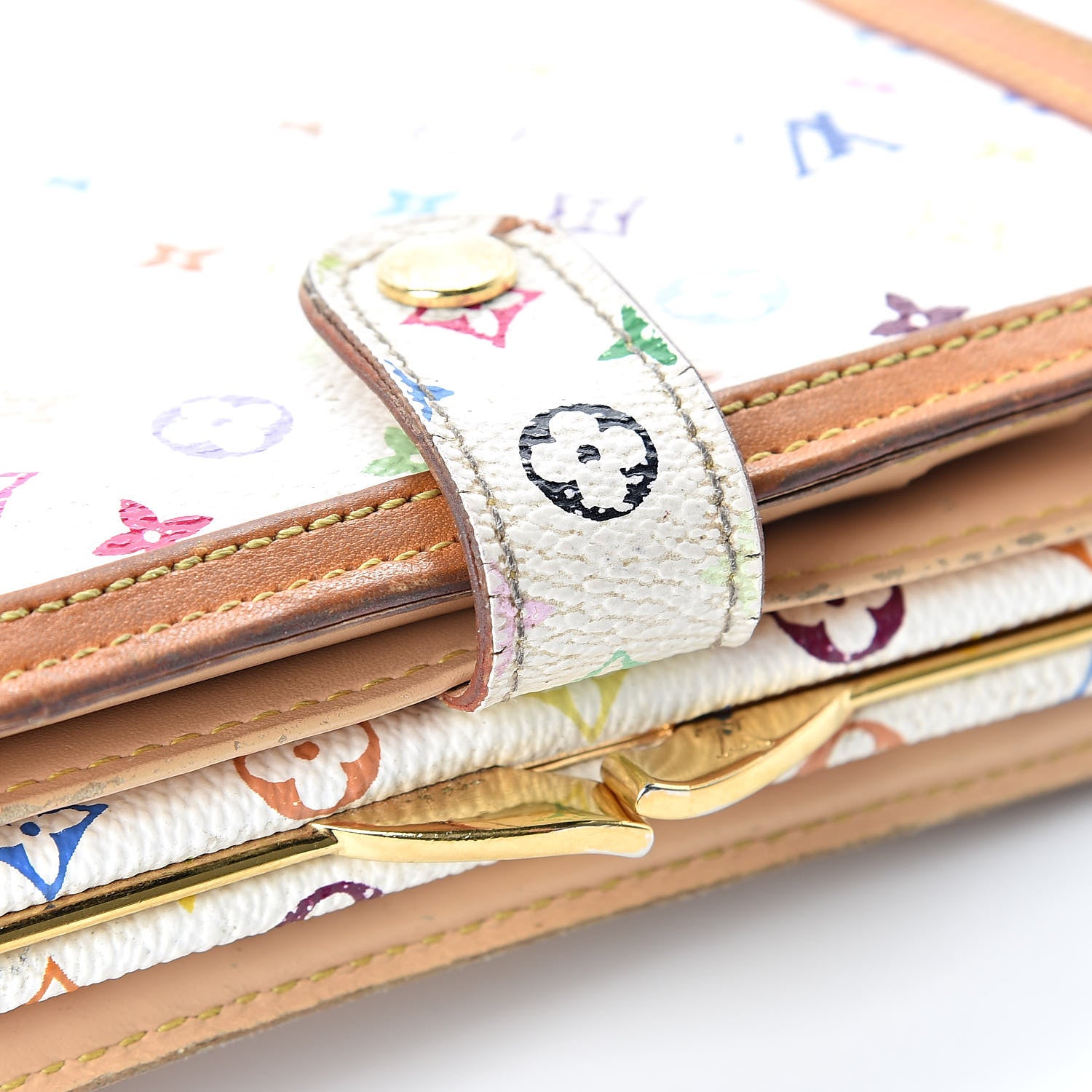 Louis Vuitton Monogram Multicolor French Purse Wallet White 20 of 21