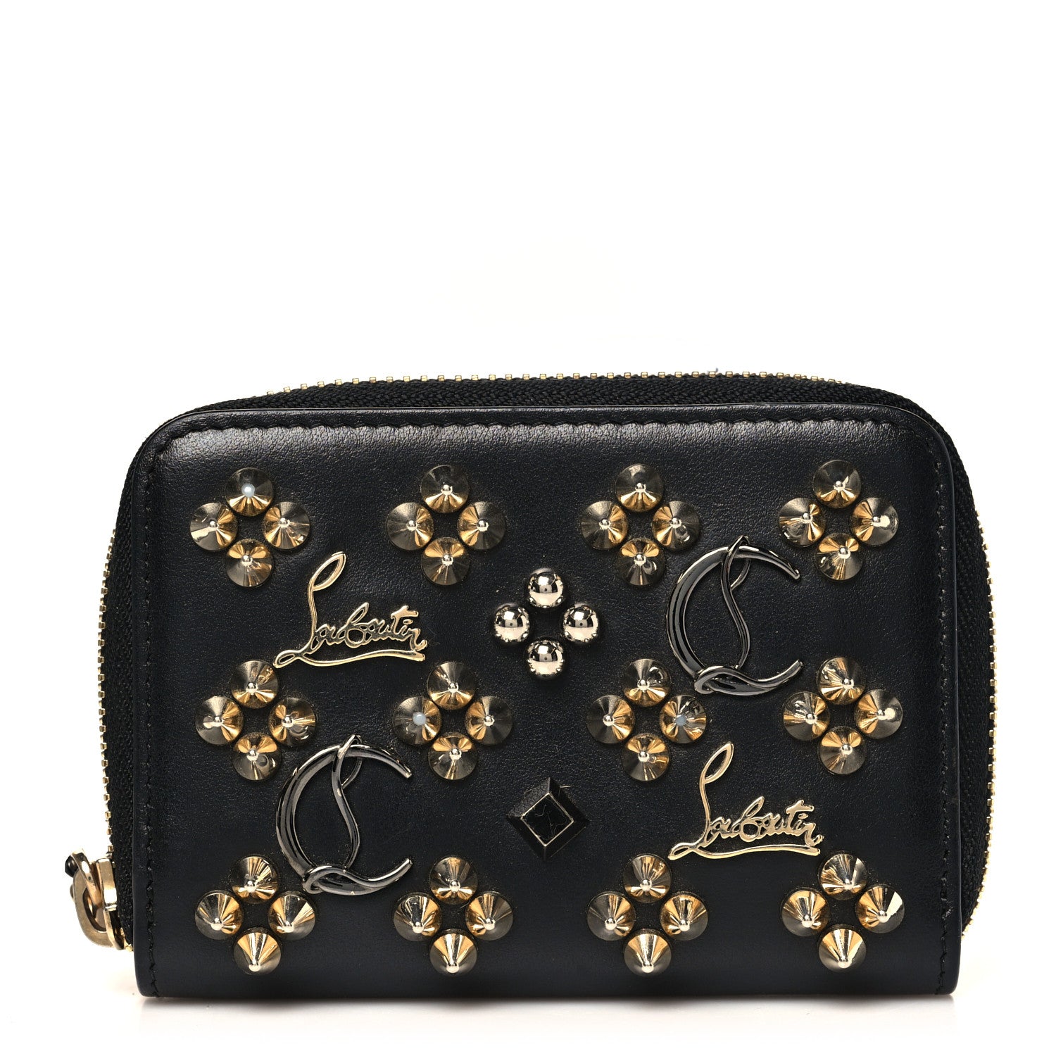 Christian Louboutin Calfskin Loubinthesky Panettone Coin Purse Black 1 of 6