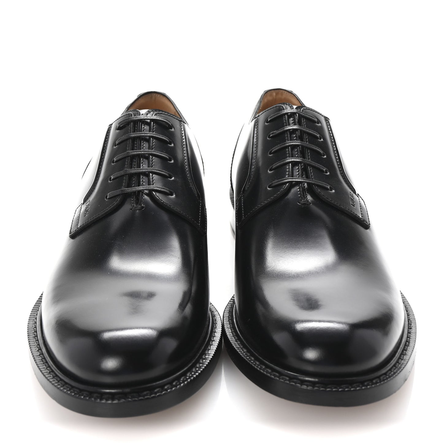 Calfskin Mens Derby Shoes 42 Black