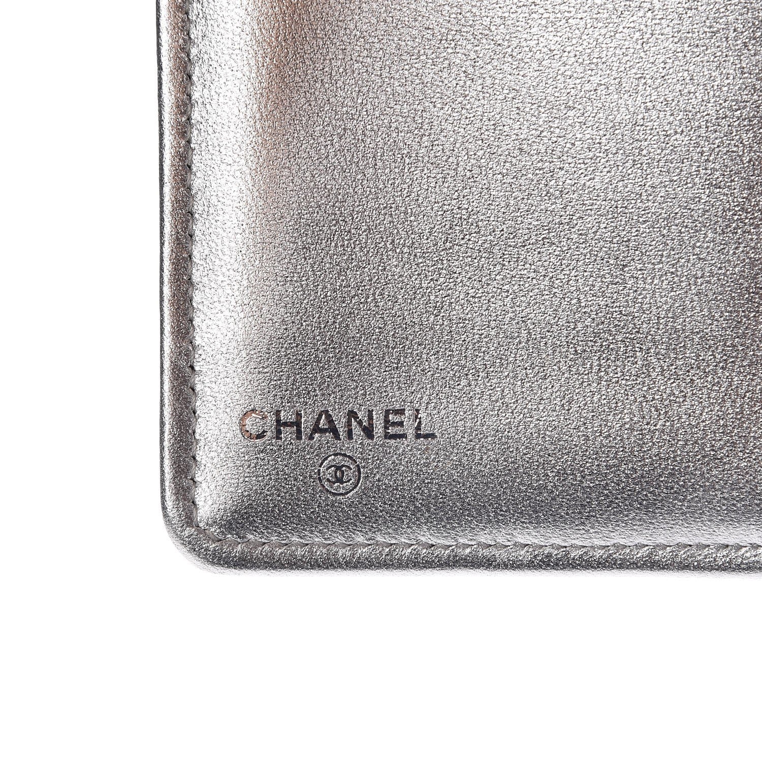Chanel Metallic Lambskin Yen Wallet Silver 6 of 8