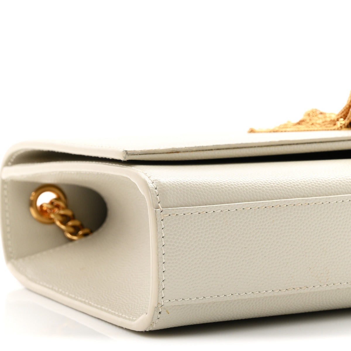 Saint Laurent Grain De Poudre Calfskin Medium Classic Monogram Kate Tassel Satchel Crema Soft 9 of 11