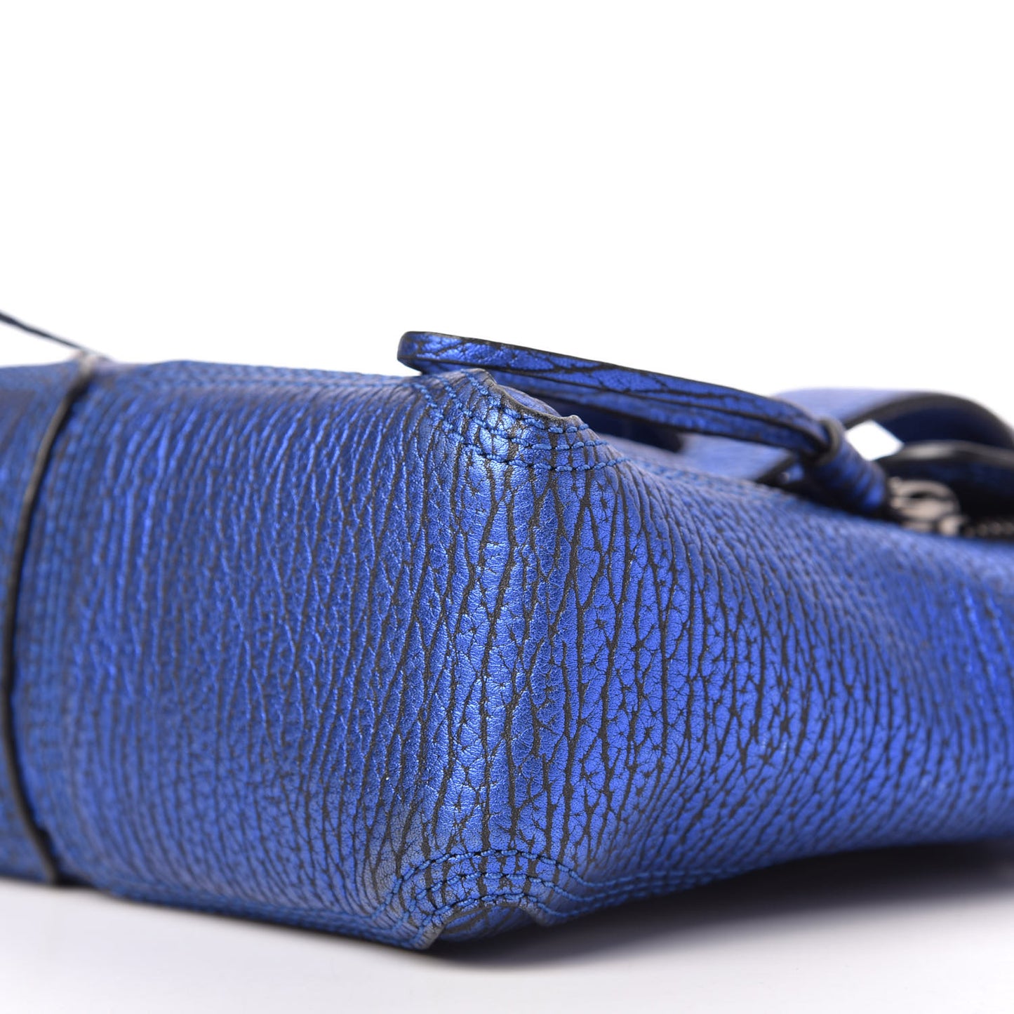 Metallic Textured Calfskin Mini Pashli Satchel Electric Blue