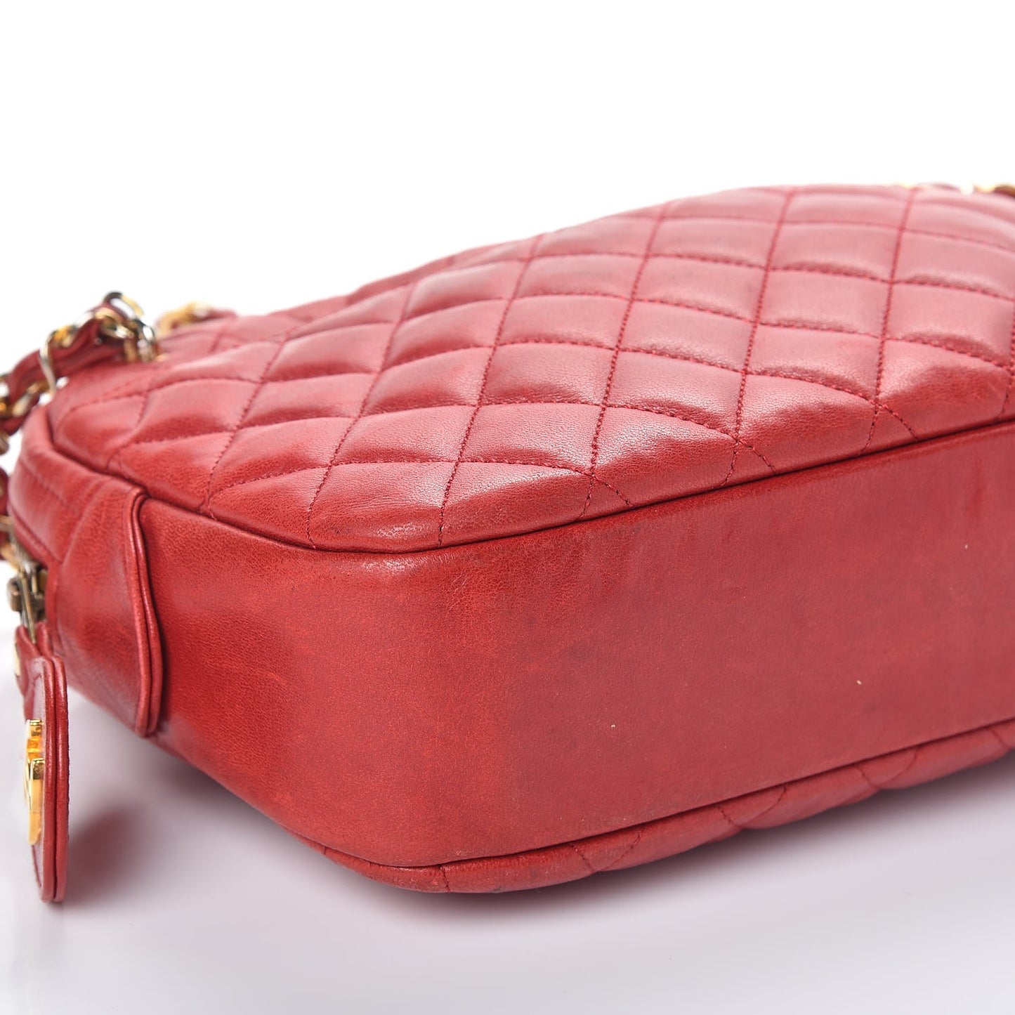 Lambskin Quilted Camera Case Red