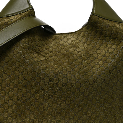 Gucci Suede Micro GG Medium B Shoulder Bag Green 8 of 10