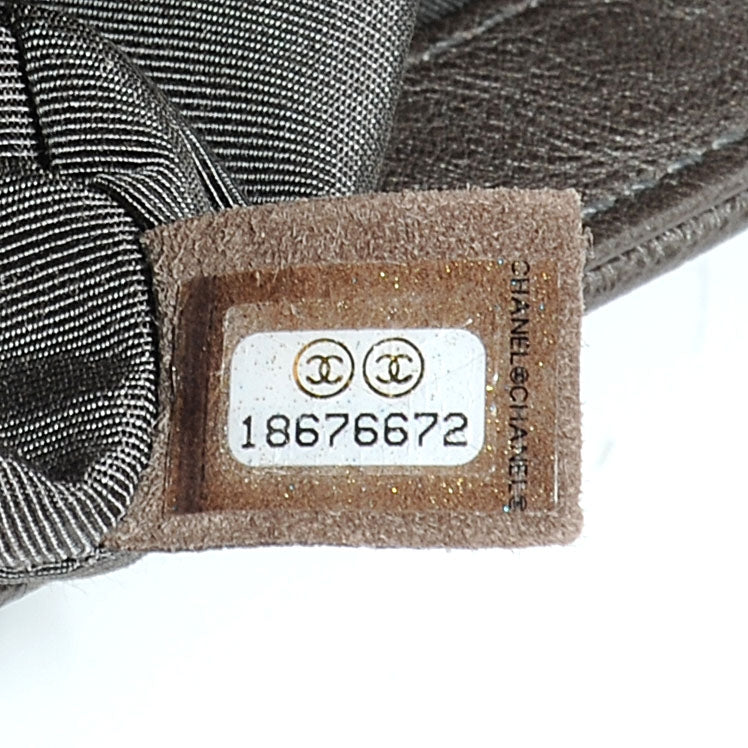 Calfskin Medium Boy Bag Flap Metallic Dark Silver