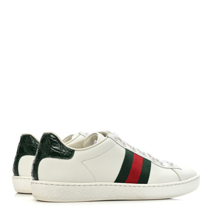 Gucci Calfskin Crocodile Web Womens Ace Sneakers 35 White Green 5 of 9