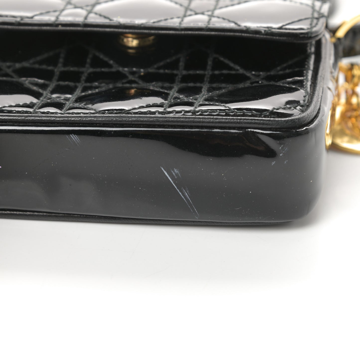Patent Cannage Mini Crossbody Pouch Black