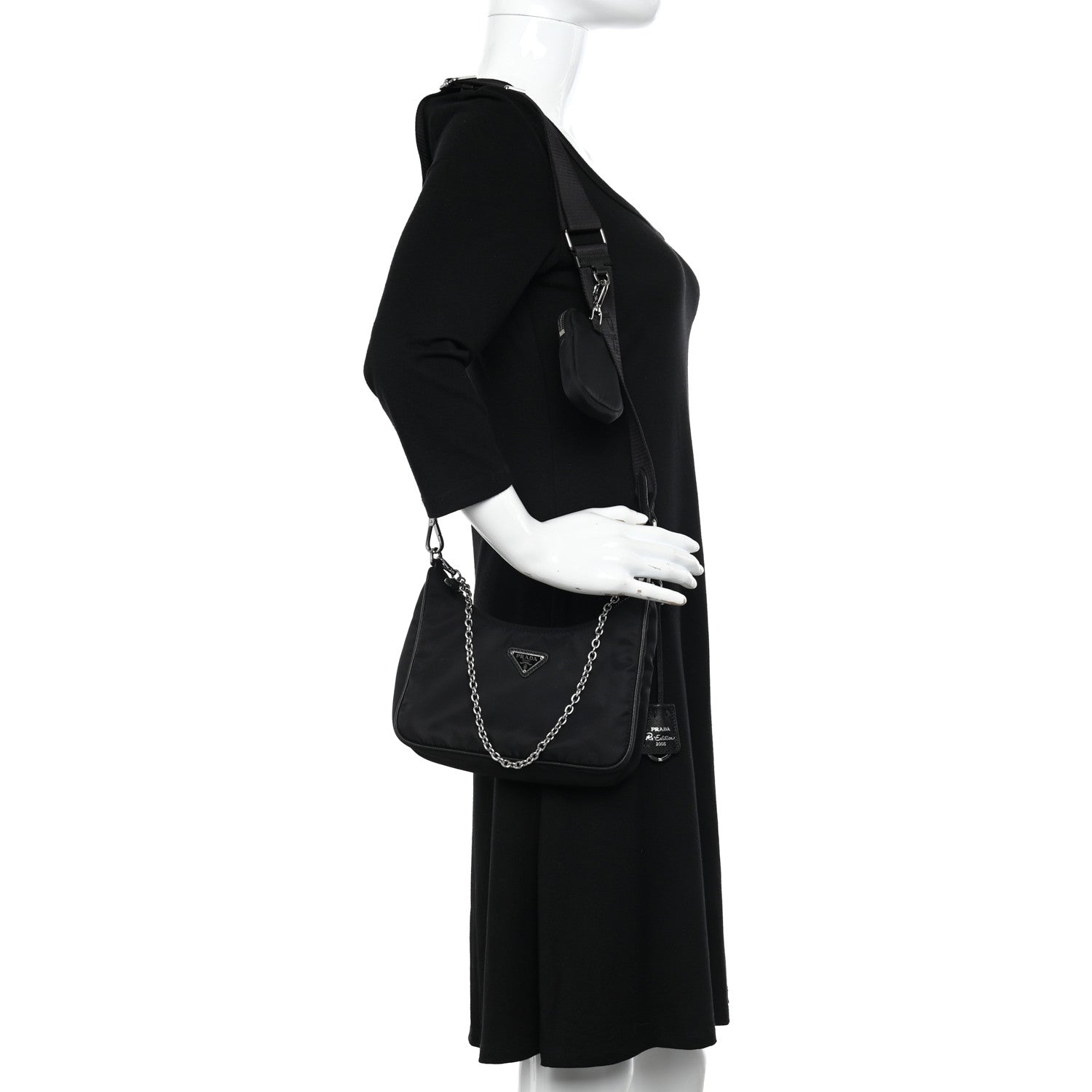 Prada Nylon Re-Edition 2005 Shoulder Bag Black 3 of 10