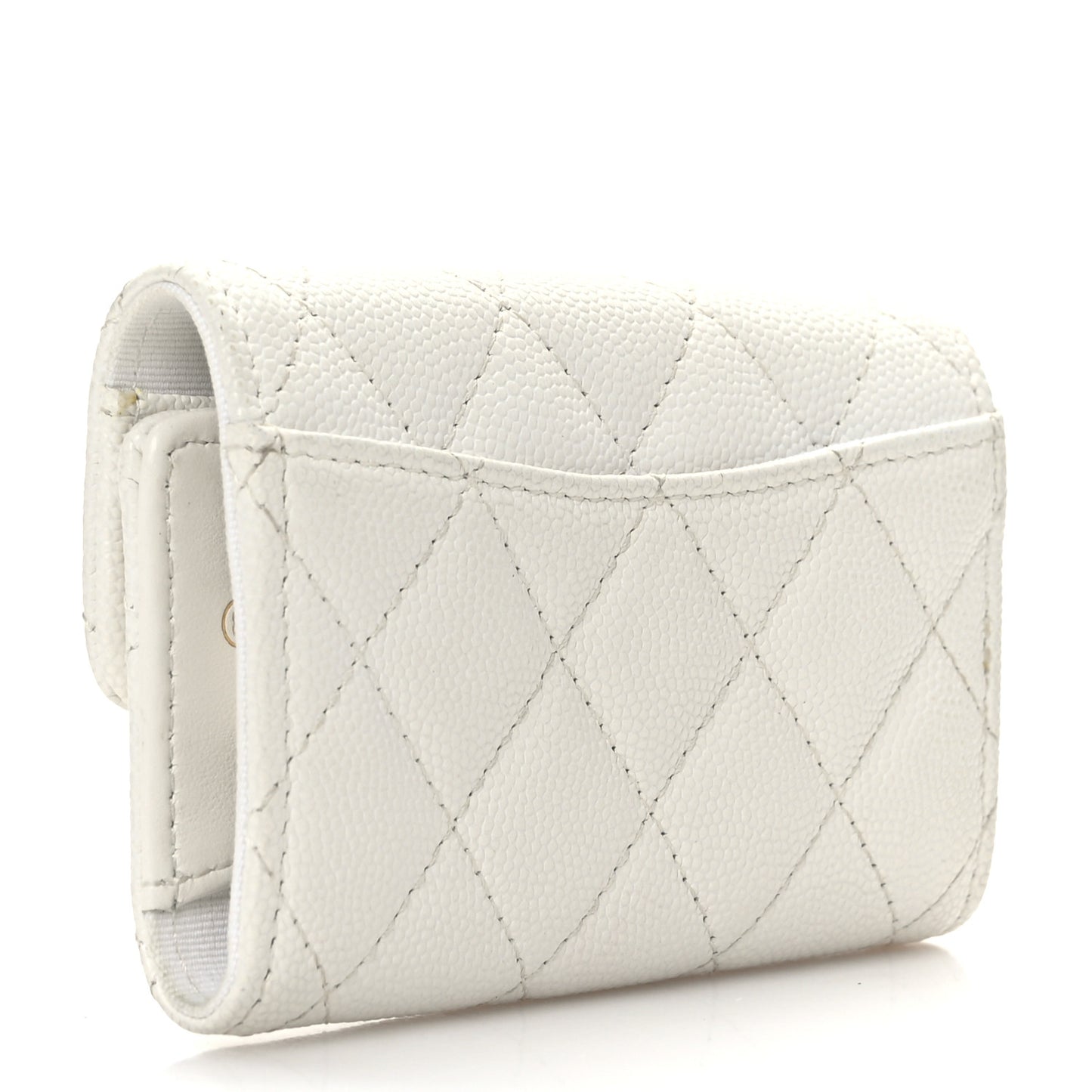 Caviar Quilted Classic 4 Key Holder Wallet White