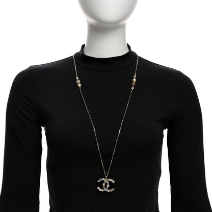 Chanel Resin Crystal Pearl CC Necklace Multicolor 2 of 6