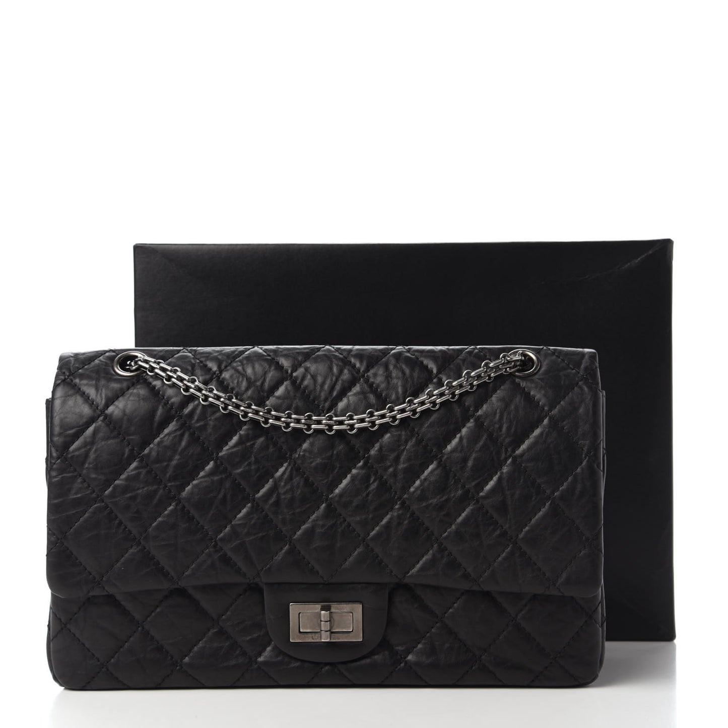 Aged Calfskin Quilted 2.55 Reissue 227 Flap Black