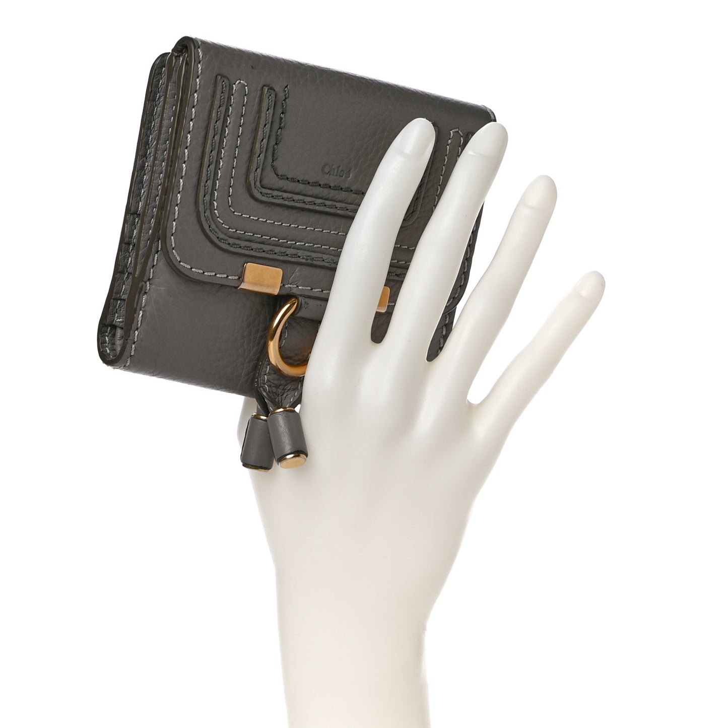 Grained Calfskin Marcie Square Wallet Cashmere Grey