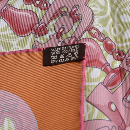 Hermes Silk Mors et Gourmettes Remix Scarf 90 Ocre Tilleul Viex Rose 4 of 4