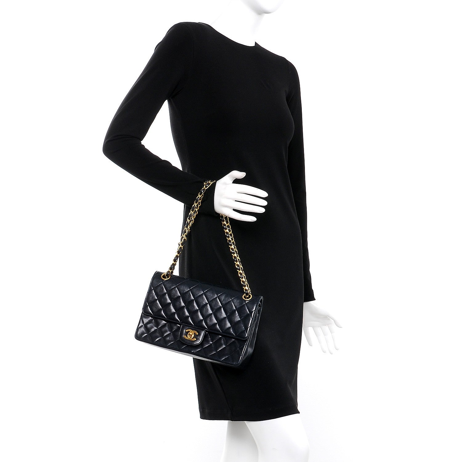 Chanel Lambskin Quilted Medium Double Flap Navy 2 of 18