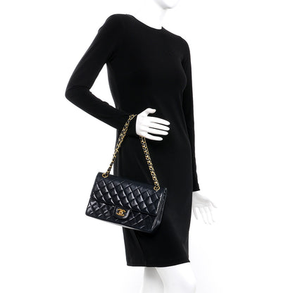 Chanel Lambskin Quilted Medium Double Flap Navy 2 of 18