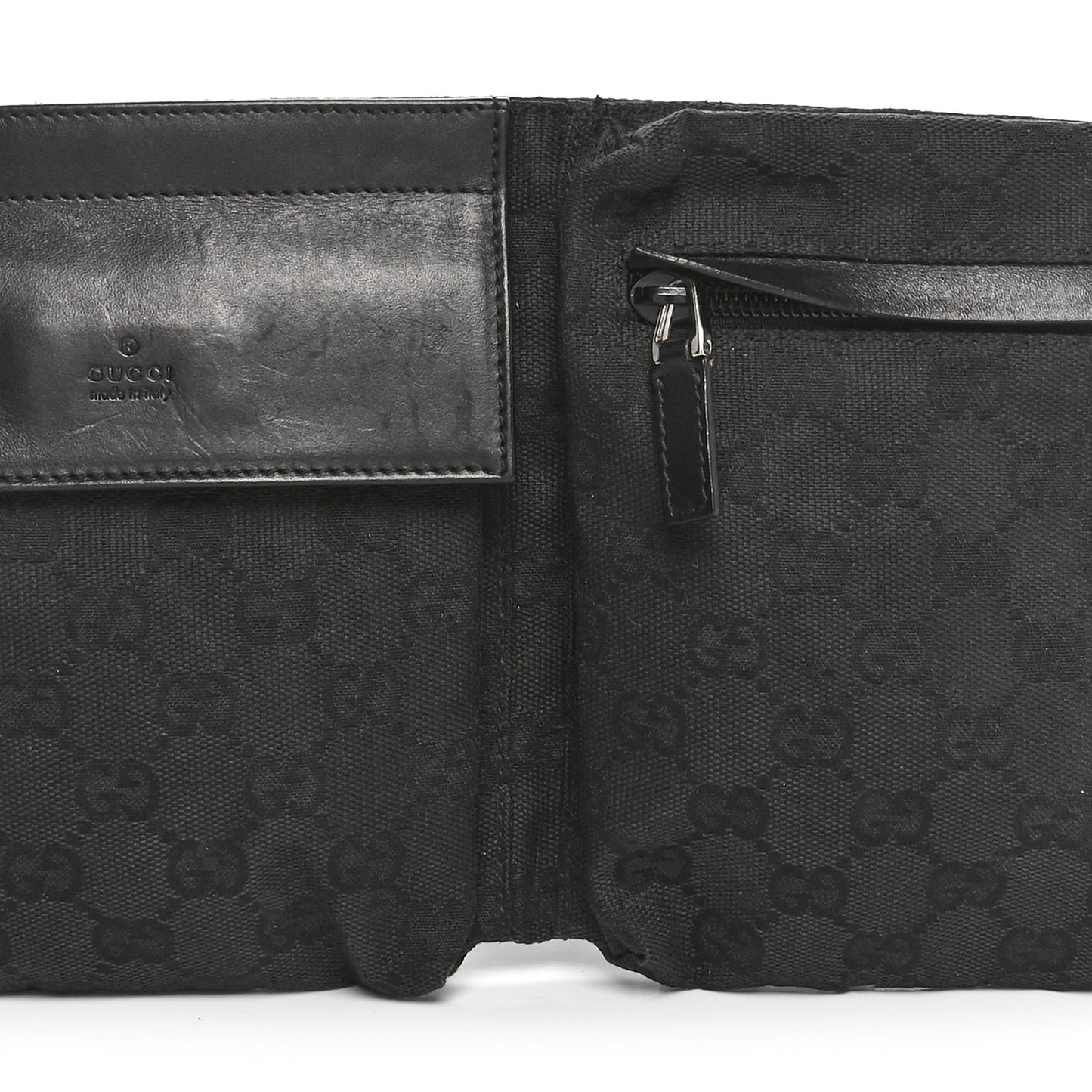 GG Monogram Double Pocket Belt Bag Black
