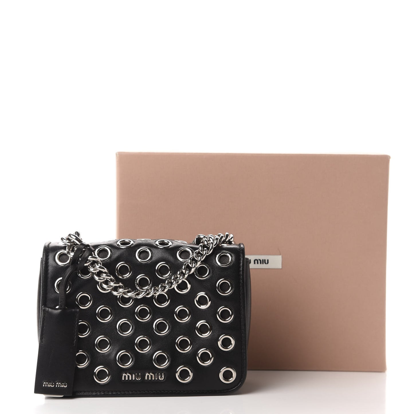 Nappa Grommet Club Shoulder Bag Black