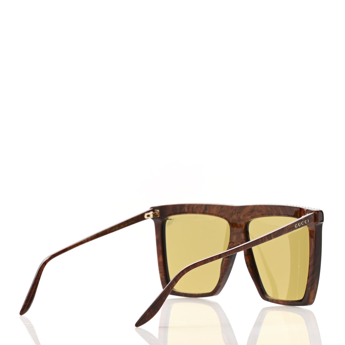 Crystal Square Frame GG Sunglasses GG0733S Green Brown