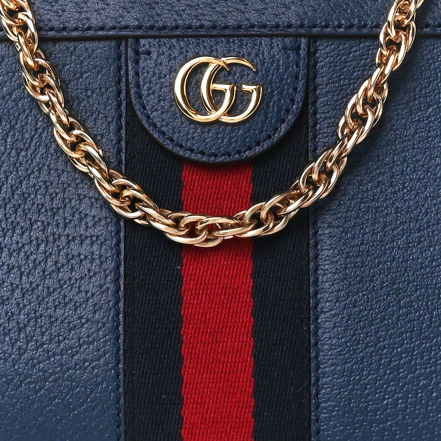 Gucci Textured Calfskin Web Small Ophidia Chain Shoulder Bag Blue Agata 9 of 11