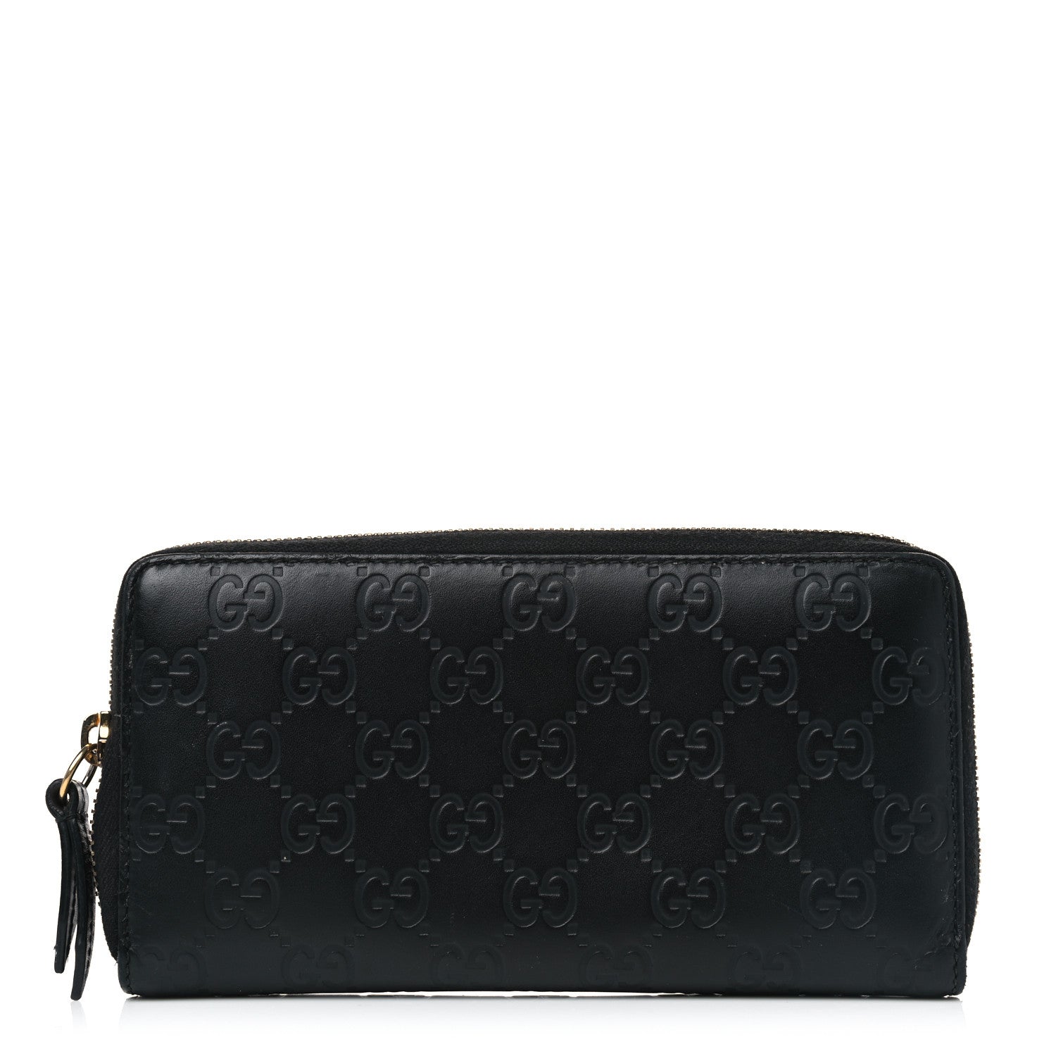 Gucci Guccissima Signature Zip Around Wallet Black 1 of 8