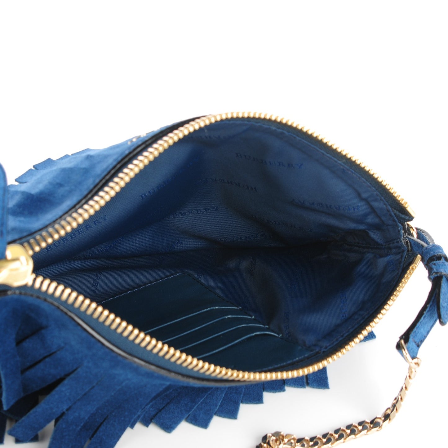 Suede Fringe Peyton Crossbody Clutch Bag Blue