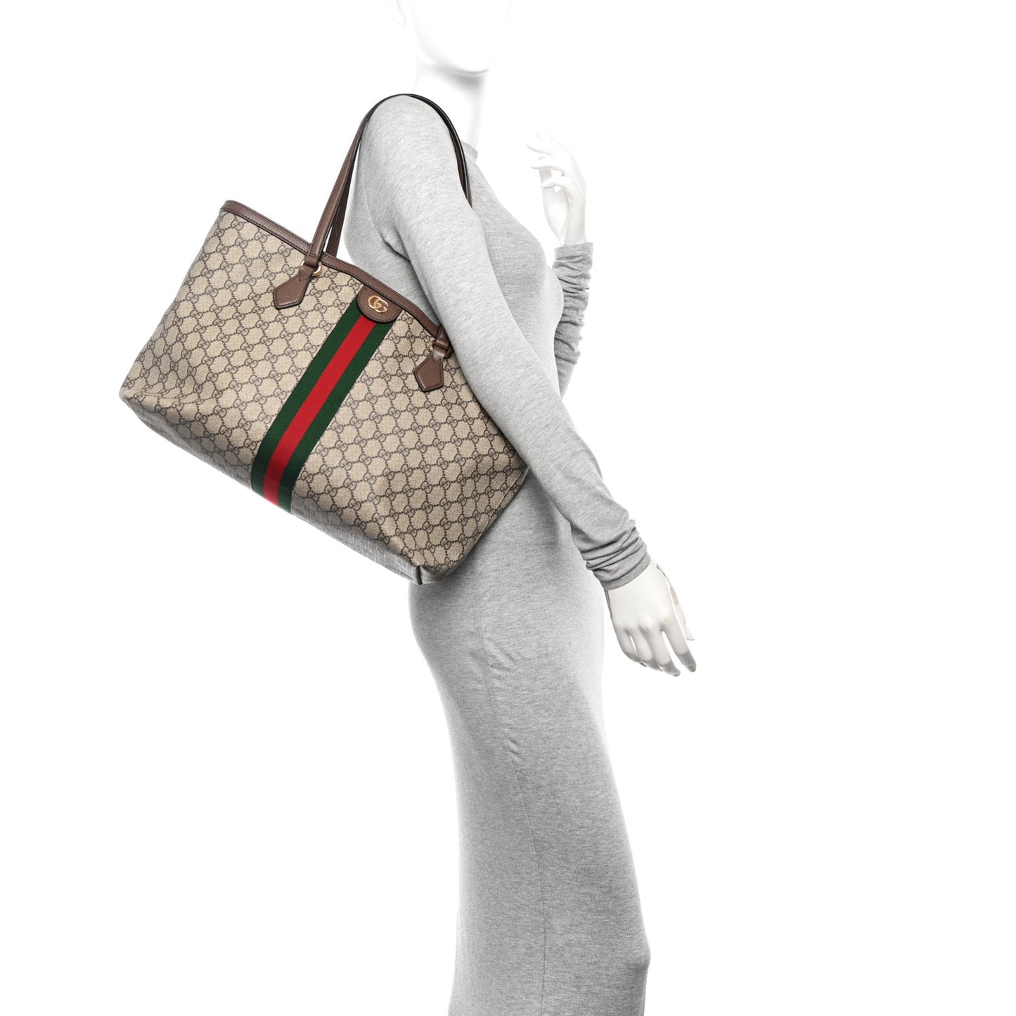 GG Supreme Monogram Medium Ophidia Shopping Tote Brown
