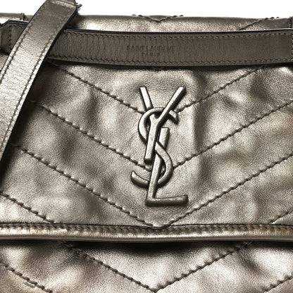 Saint Laurent Crinkled Calfskin Matelasse Monogram Baby Niki Chain Satchel Platinum 8 of 10