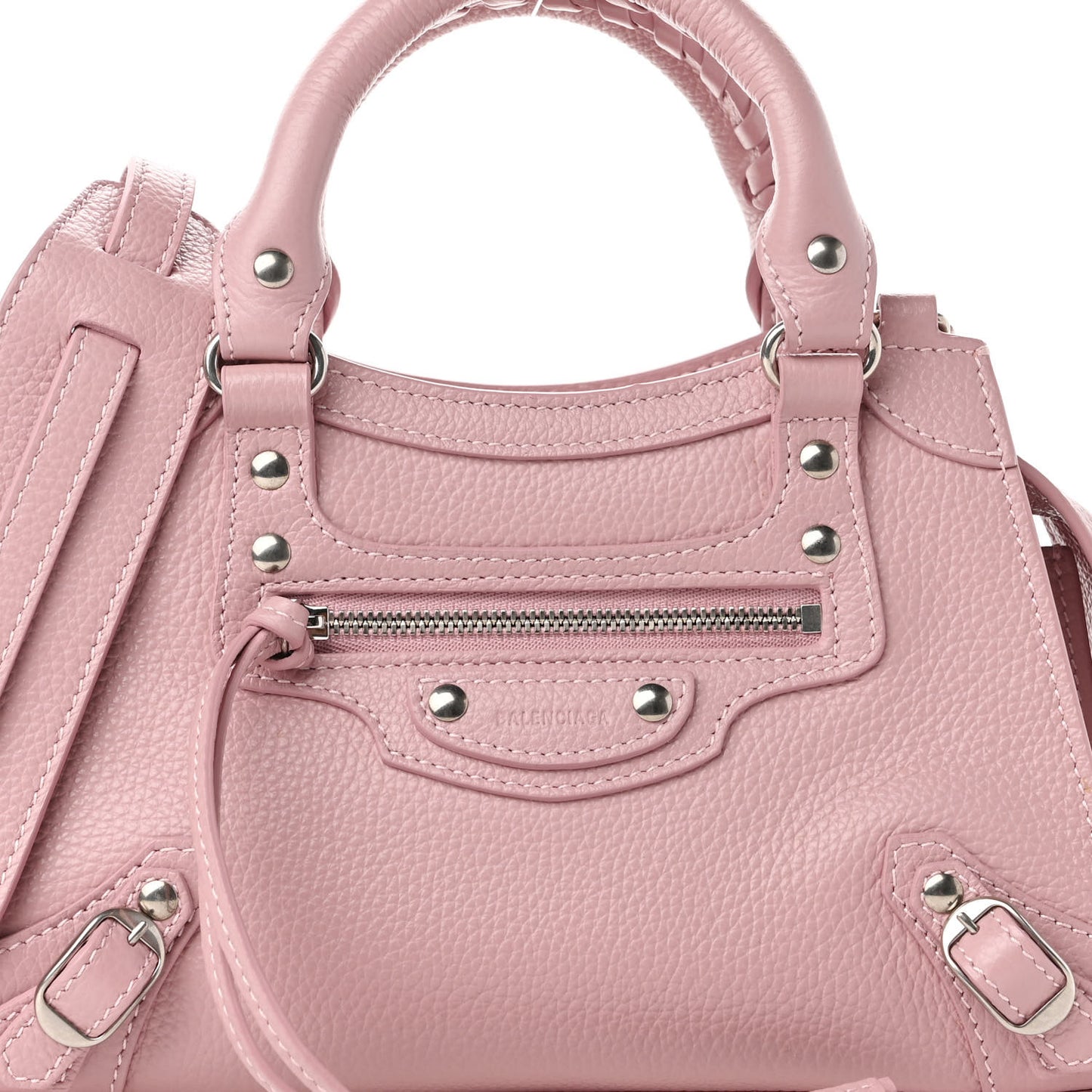Grained Calfskin Neo Classic Silver Hardware Mini City Powder Pink