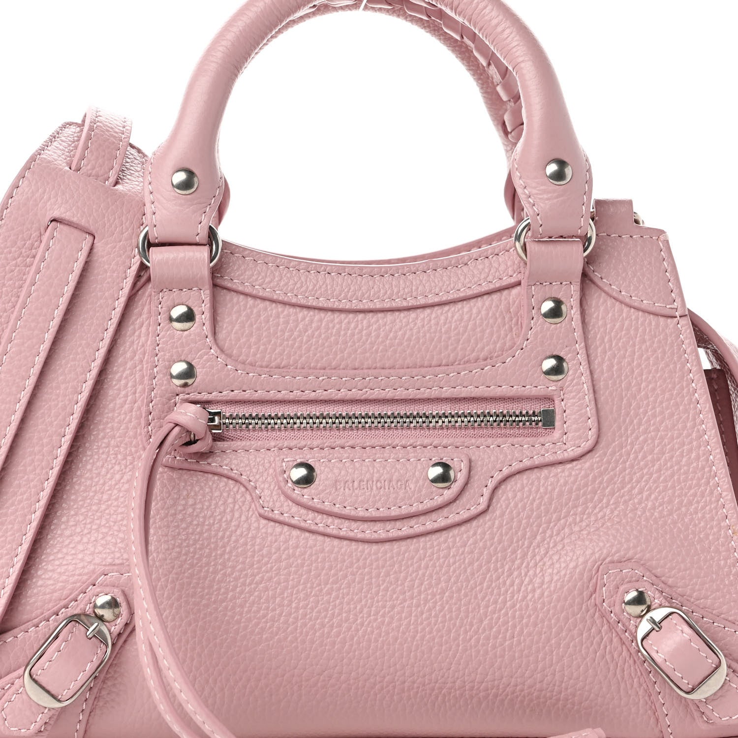Balenciaga Grained Calfskin Neo Classic Silver Hardware Mini City Powder Pink 7 of 8