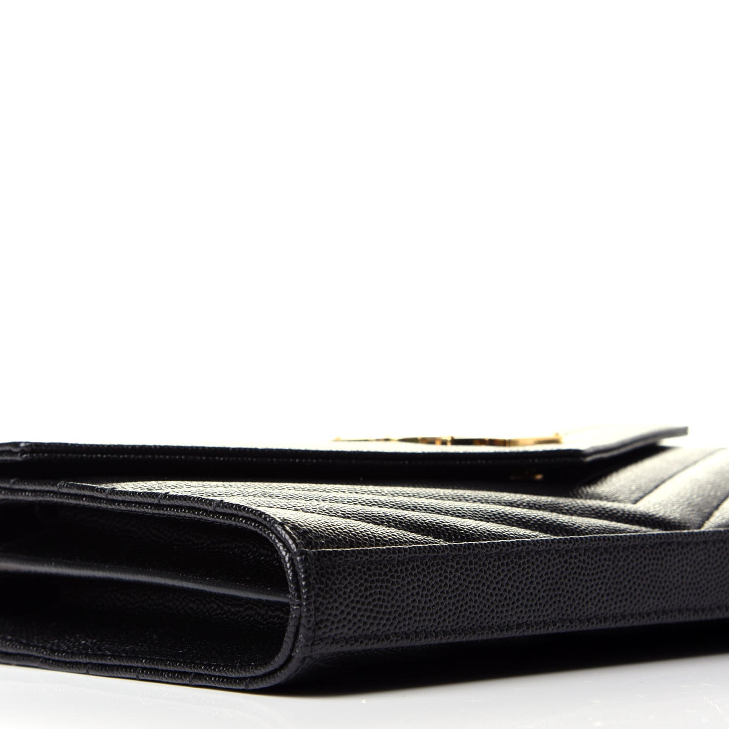 Grain De Poudre Matelasse Chevron Monogram Chain Wallet Black