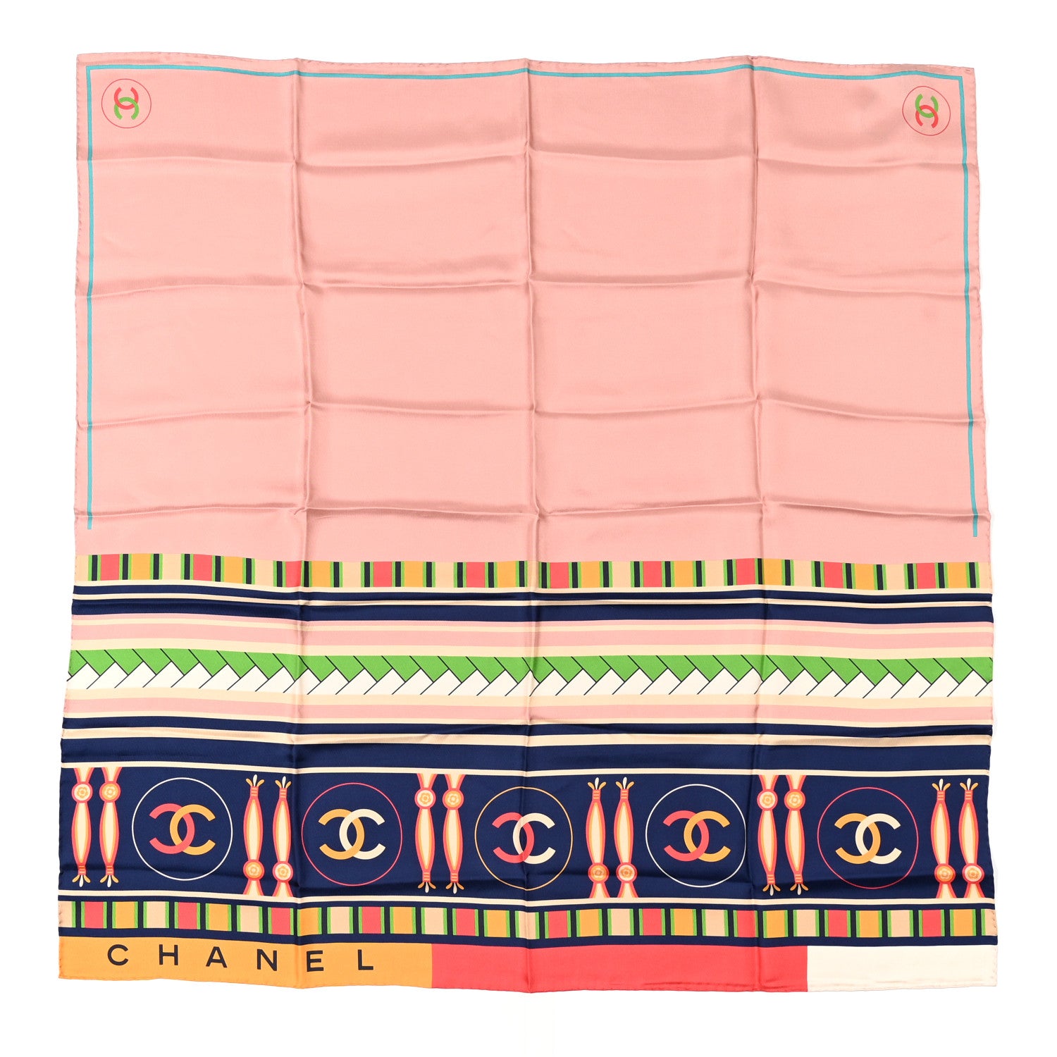 Chanel Silk CC Square Scarf Pink Multicolor 1 of 3