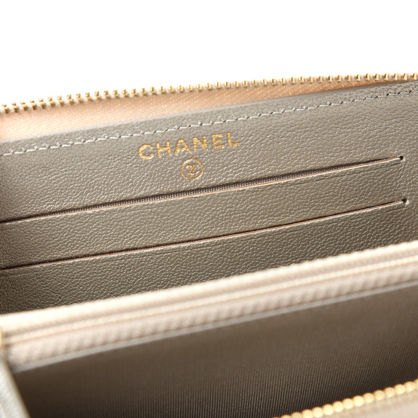 Metallic Sheepskin Chevron Quilted Medium Mademoiselle Vintage Zip Around Wallet Silver