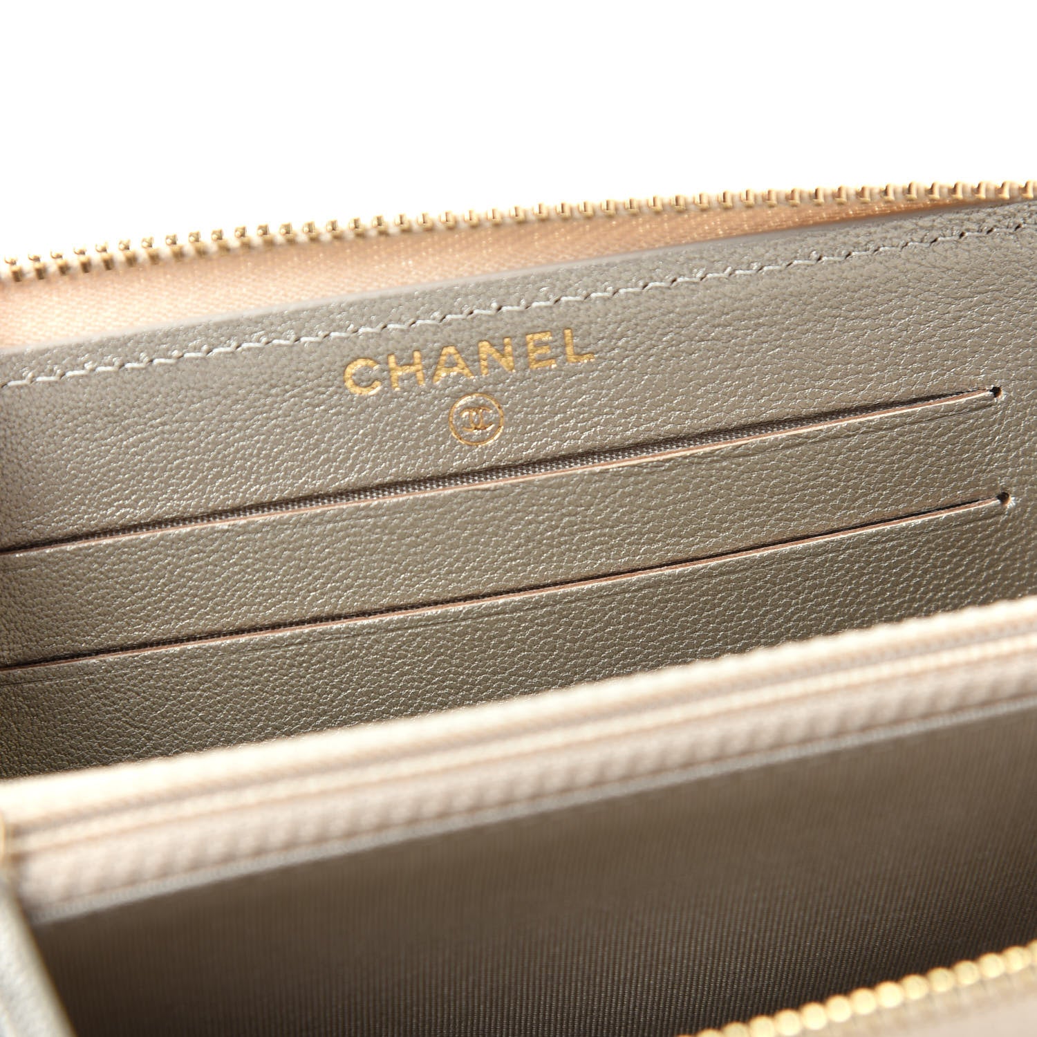 Chanel Metallic Sheepskin Chevron Quilted Medium Mademoiselle Vintage Zip Around Wallet Silver 6 of 9