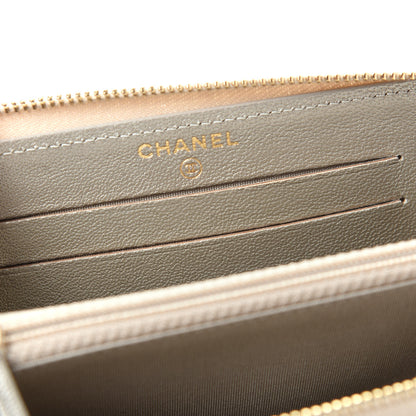 Chanel Metallic Sheepskin Chevron Quilted Medium Mademoiselle Vintage Zip Around Wallet Silver 6 of 9