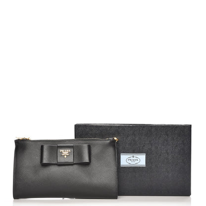 Prada Saffiano Bow Wristlet Nero Black 9 of 9