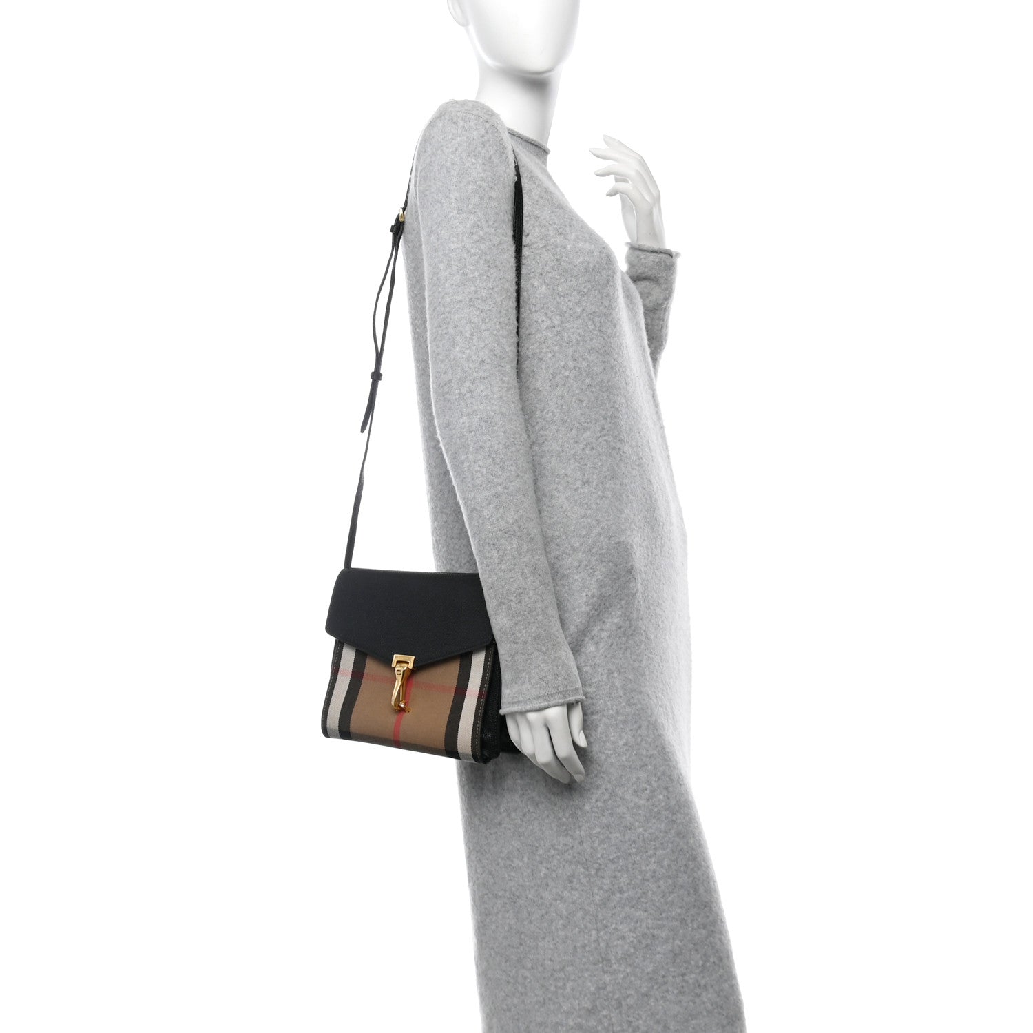 Burberry Derby Calfskin House Check Small Macken Crossbody Bag Black 2 of 14