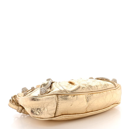 Balenciaga Metallic Arena Agneau Crystal Le Cagole Mini Purse With Chain Light Gold 4 of 11