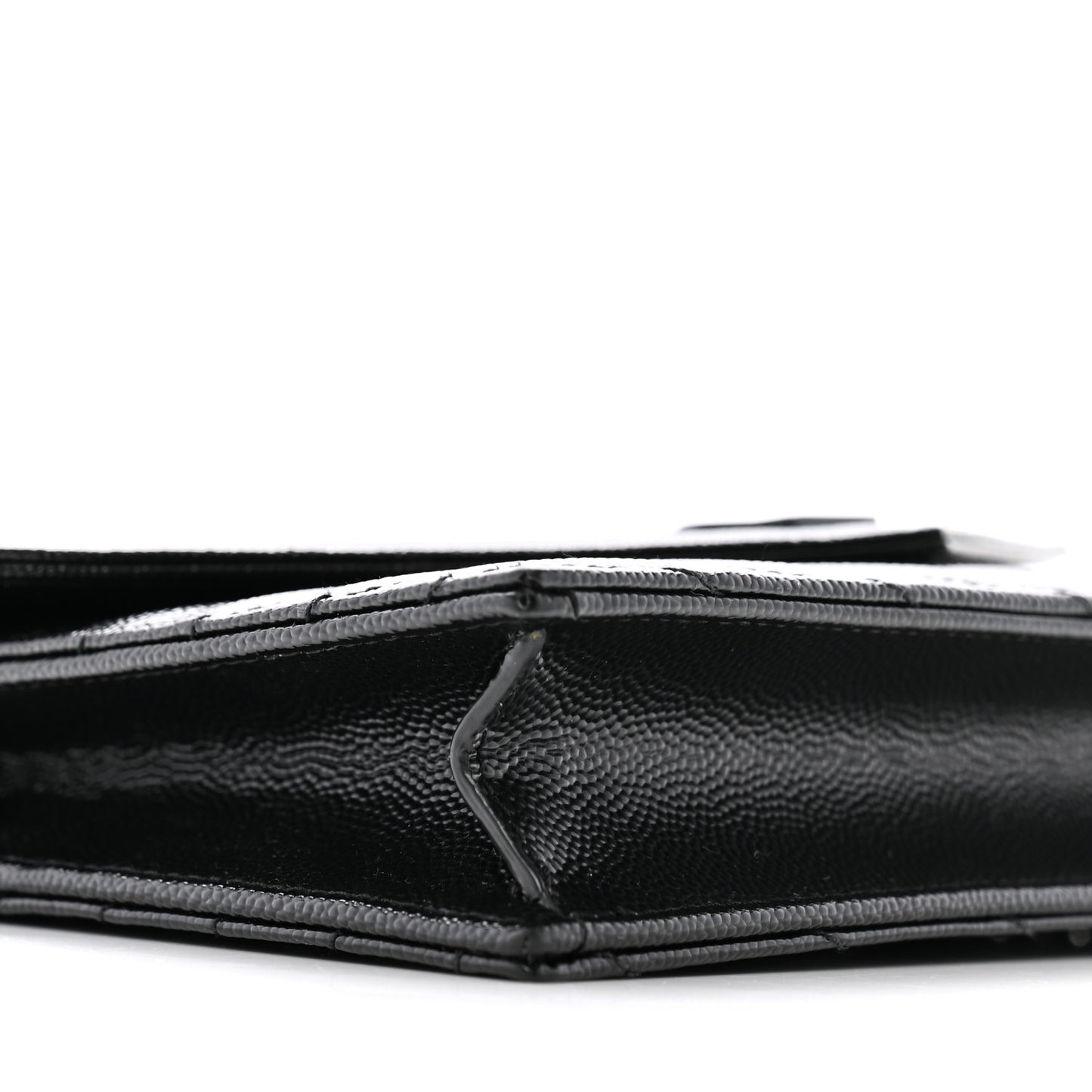 Grain De Poudre Matelasse Chevron Monogram Monochrome Envelope Chain Wallet Black