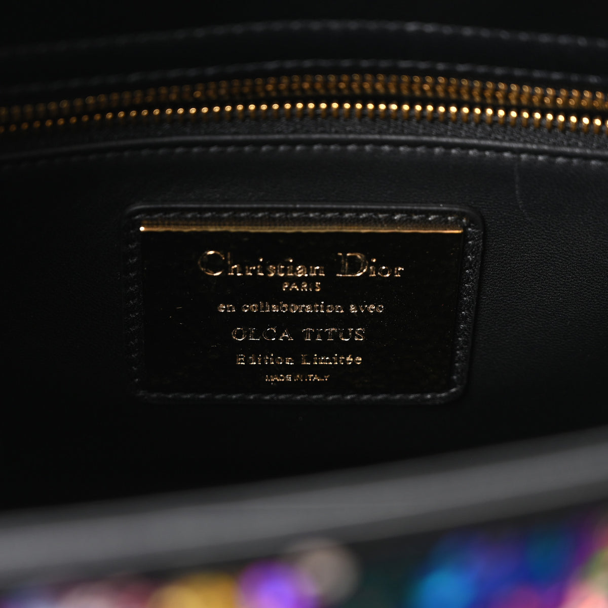 Christian Dior X OLGA TITUS Lambskin Sequin Beaded Medium Lady Dior Art Black Multicolor 6 of 10
